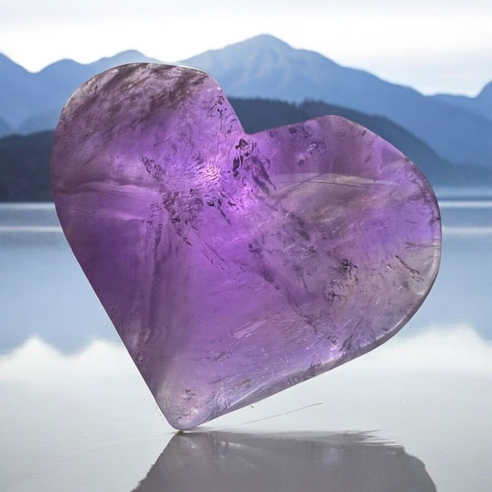 Amethyst Crystal Heart‎ Carving